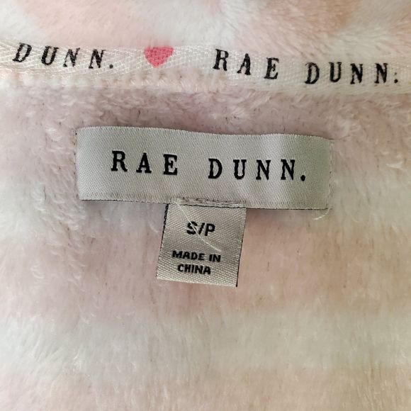 Rae Dunn Women's Striped Fleece Embroidered Graphic "LOVE" Robe Pink sz S - Picture 9 of 10